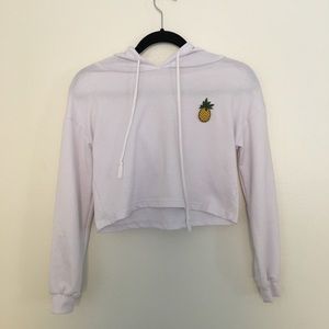 Brandy Melville White Cropped Pineapple Sweatshirt